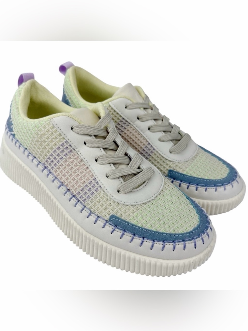 Nicole Miller Brita Sneakers Platform Beige Mist Blue Green Purple Size 9